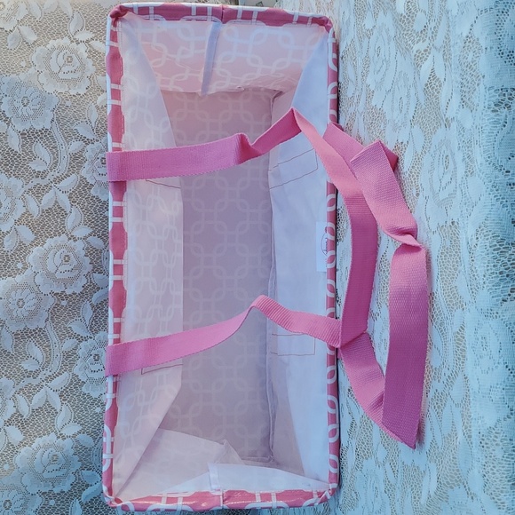 Pink market bag wire rim top Hold grocery items NEW Home Interiors Penelope Ann - Picture 5 of 13